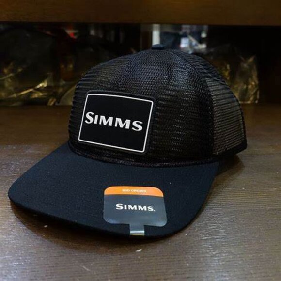 Simms Mesh All-Over Trucker Hat Black Fishing NEW Unisex - Picture 1 of 3
